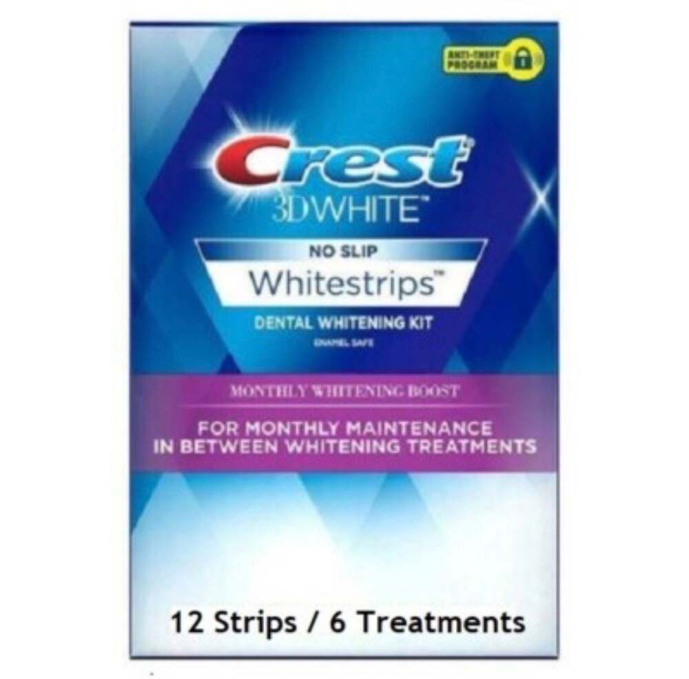 Crest 3D White Whitestrips Monthly Whitening Boost, 12 Strips / 6 Treatments